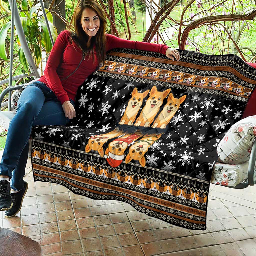 Pembroke Welsh Corgi Dog Christmas Quilt Xmas Holiday Patterns - Wonder Print Shop