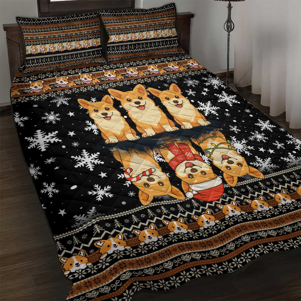 Pembroke Welsh Corgi Dog Christmas Quilt Bed Set Xmas Holiday Patterns - Wonder Print Shop