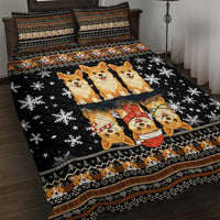 Pembroke Welsh Corgi Dog Christmas Quilt Bed Set Xmas Holiday Patterns - Wonder Print Shop