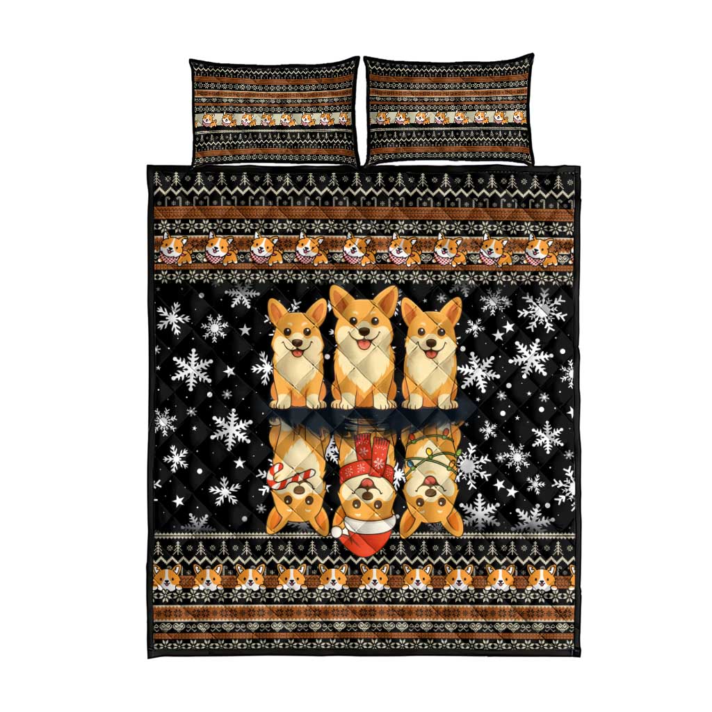 Pembroke Welsh Corgi Dog Christmas Quilt Bed Set Xmas Holiday Patterns - Wonder Print Shop