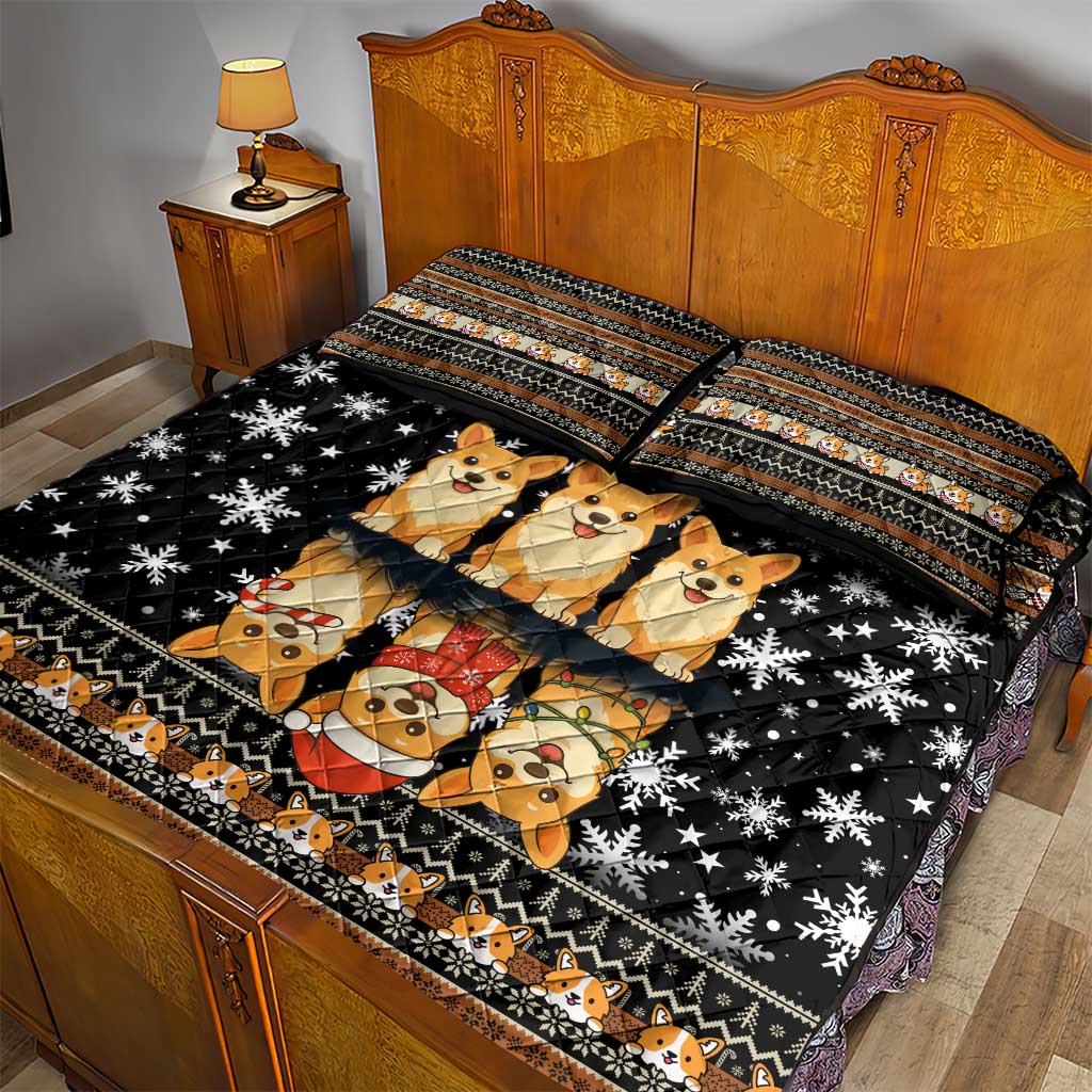 Pembroke Welsh Corgi Dog Christmas Quilt Bed Set Xmas Holiday Patterns - Wonder Print Shop