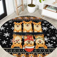 Pembroke Welsh Corgi Dog Christmas Round Carpet Xmas Holiday Patterns - Wonder Print Shop