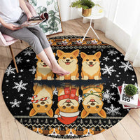 Pembroke Welsh Corgi Dog Christmas Round Carpet Xmas Holiday Patterns - Wonder Print Shop
