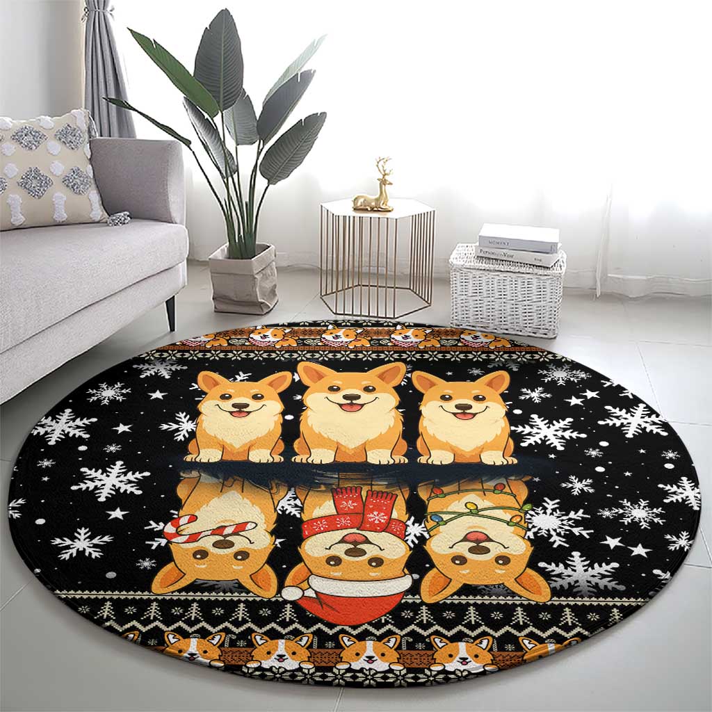Pembroke Welsh Corgi Dog Christmas Round Carpet Xmas Holiday Patterns - Wonder Print Shop
