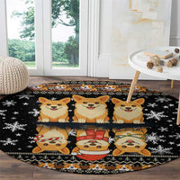 Pembroke Welsh Corgi Dog Christmas Round Carpet Xmas Holiday Patterns - Wonder Print Shop
