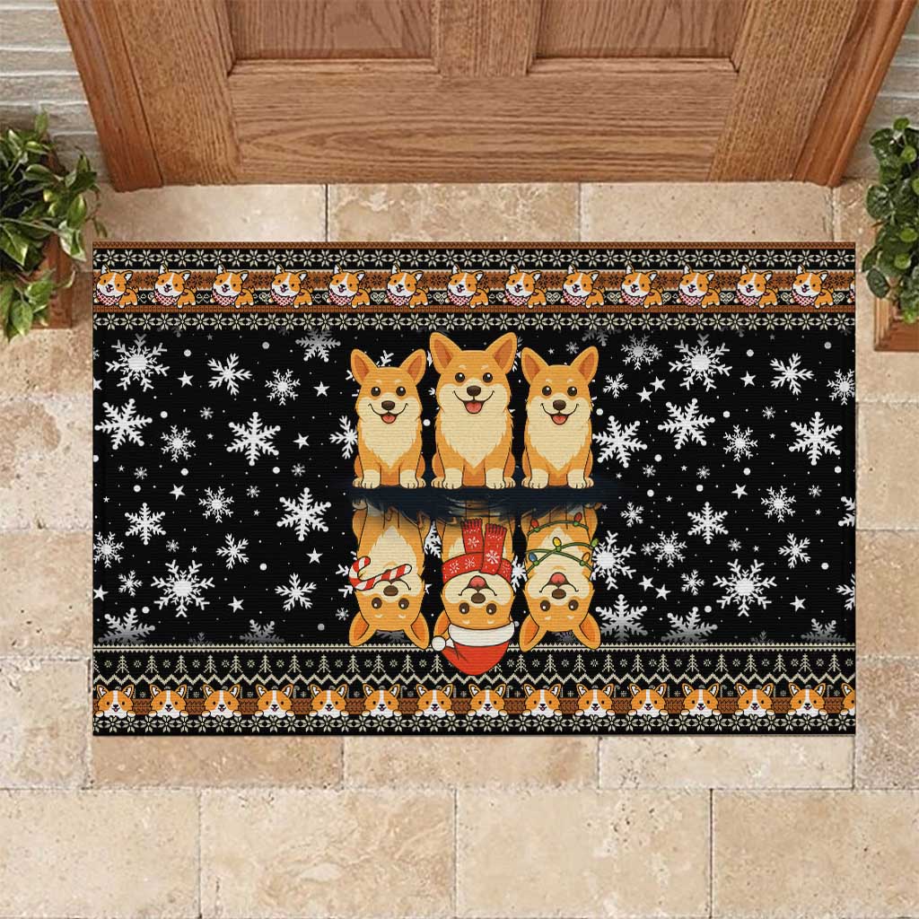 Pembroke Welsh Corgi Dog Christmas Rubber Doormat Xmas Holiday Patterns - Wonder Print Shop