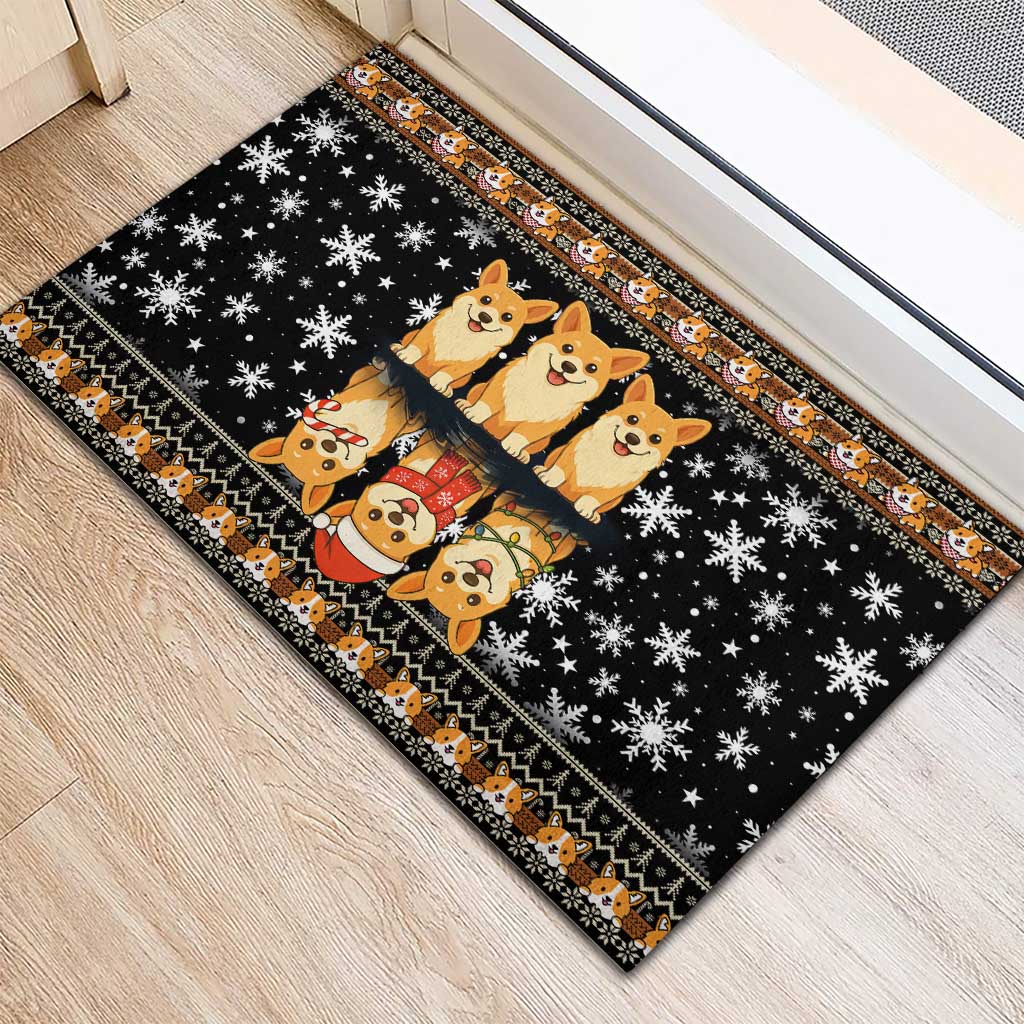 Pembroke Welsh Corgi Dog Christmas Rubber Doormat Xmas Holiday Patterns - Wonder Print Shop
