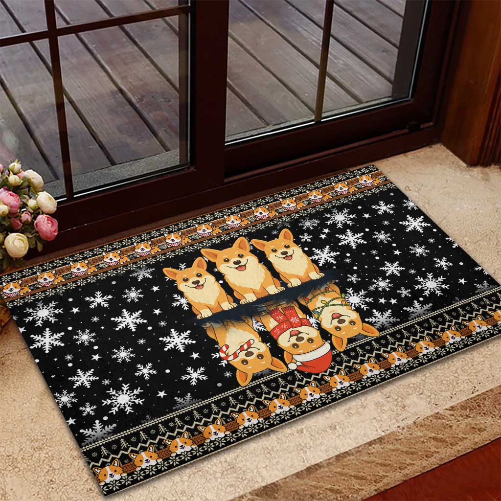 Pembroke Welsh Corgi Dog Christmas Rubber Doormat Xmas Holiday Patterns - Wonder Print Shop