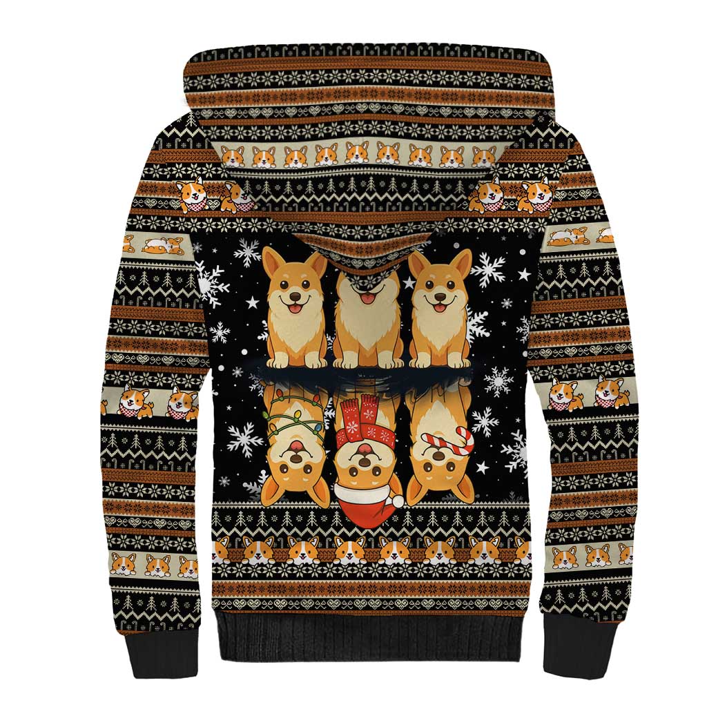 Pembroke Welsh Corgi Dog Christmas Sherpa Hoodie Xmas Holiday Patterns - Wonder Print Shop