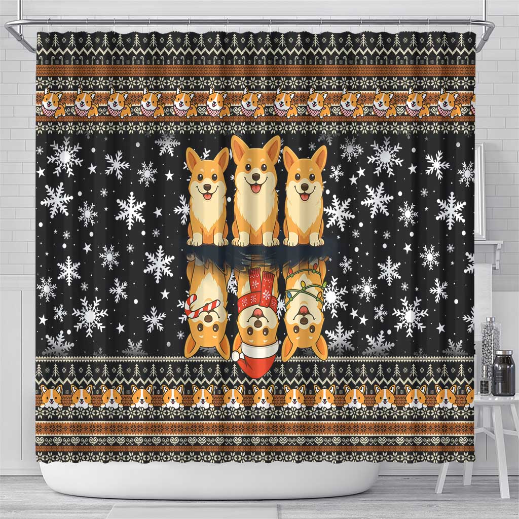 Pembroke Welsh Corgi Dog Christmas Shower Curtain Xmas Holiday Patterns - Wonder Print Shop