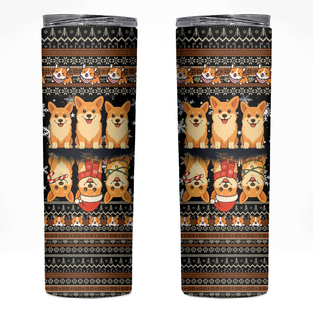 Pembroke Welsh Corgi Dog Christmas Skinny Tumbler Xmas Holiday Patterns - Wonder Print Shop