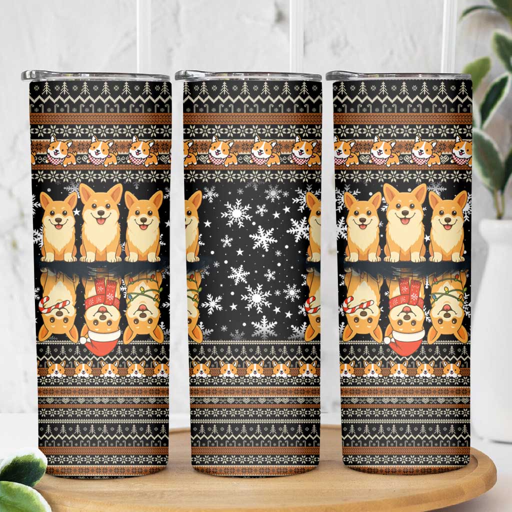 Pembroke Welsh Corgi Dog Christmas Skinny Tumbler Xmas Holiday Patterns - Wonder Print Shop