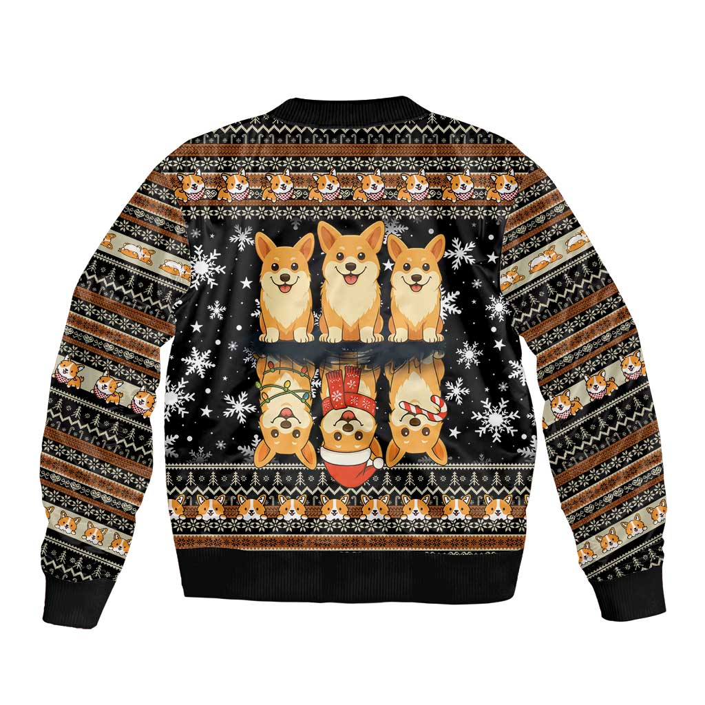 Pembroke Welsh Corgi Dog Christmas Sleeve Zip Bomber Jacket Xmas Holiday Patterns - Wonder Print Shop