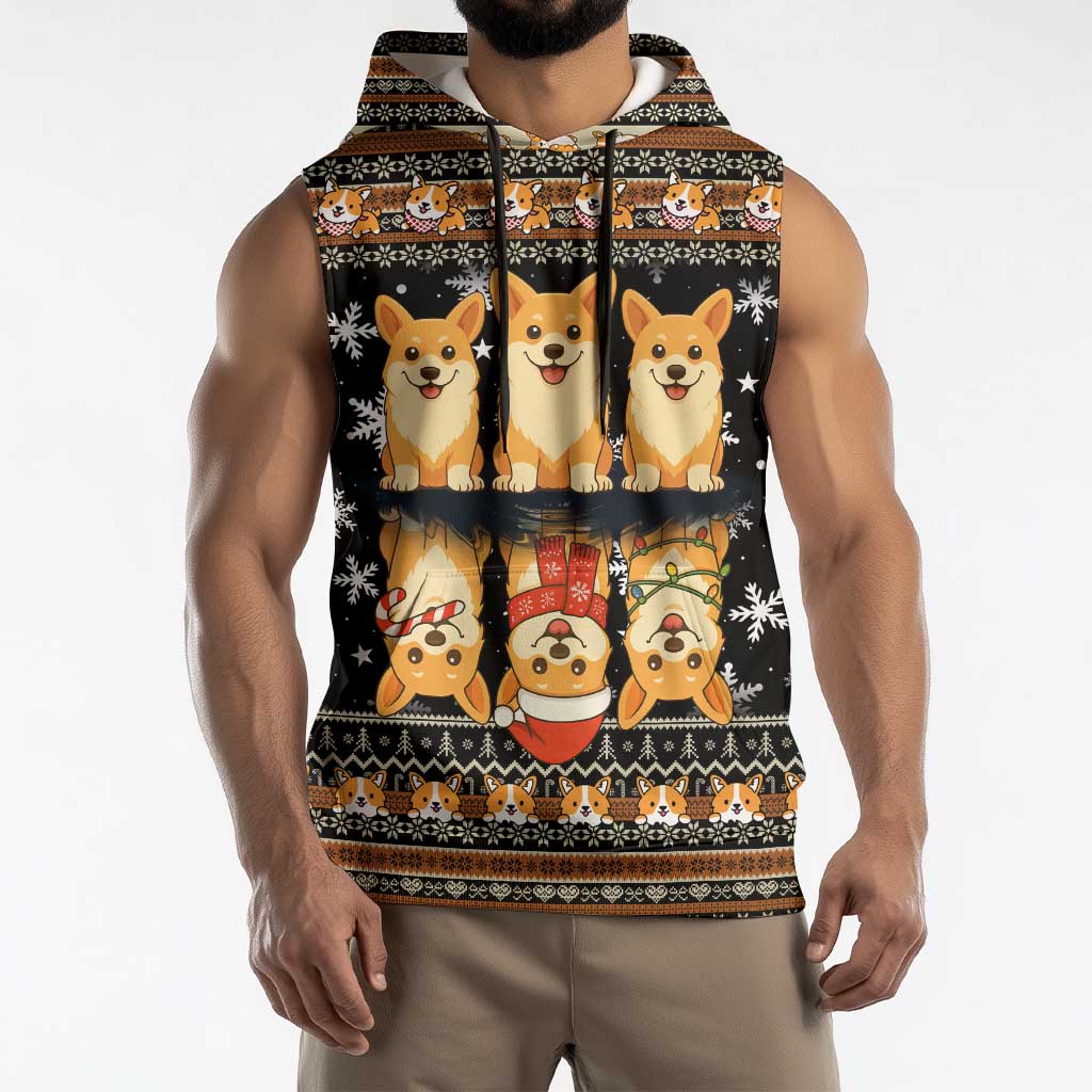 Pembroke Welsh Corgi Dog Christmas Sleeveless Hoodie Xmas Holiday Patterns - Wonder Print Shop