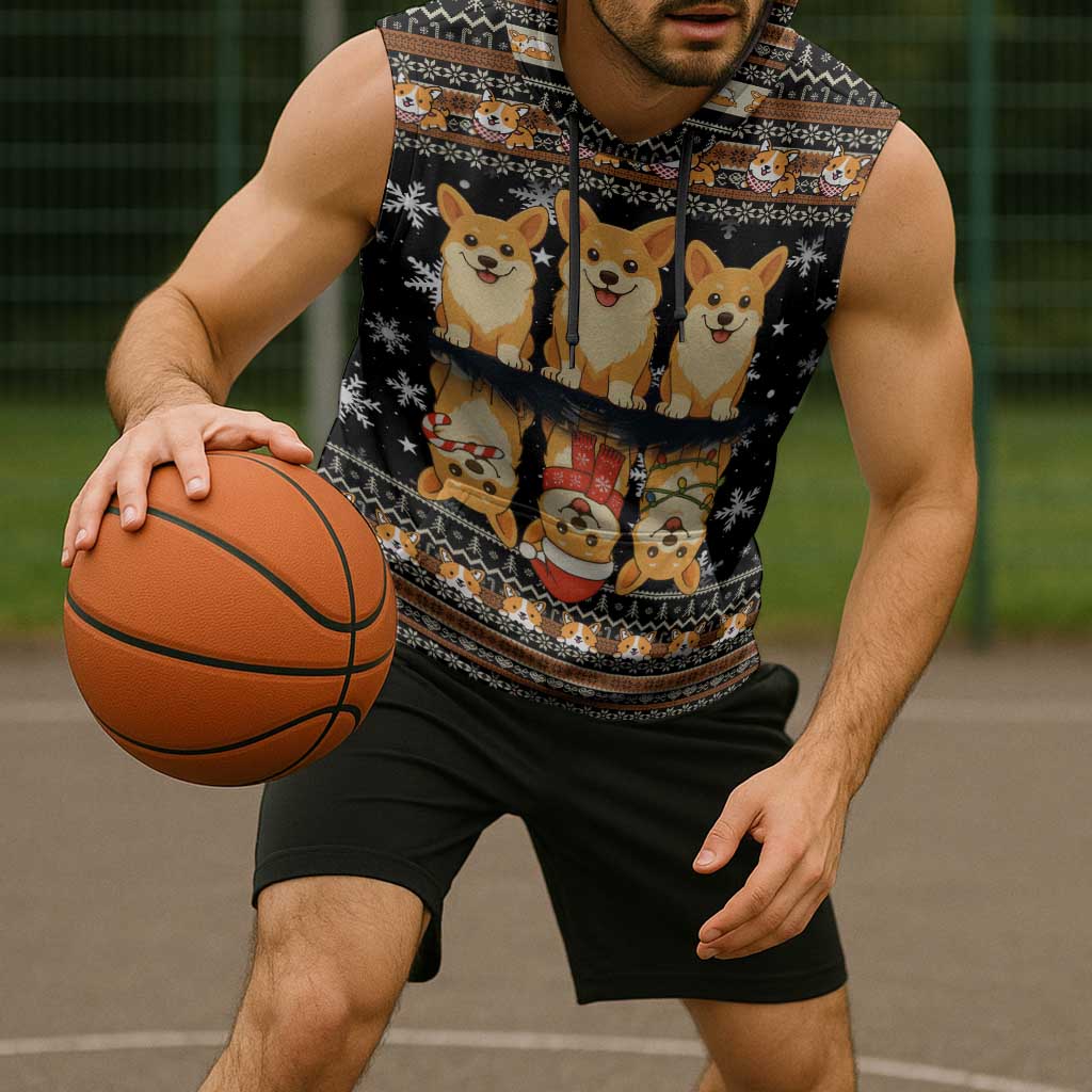 Pembroke Welsh Corgi Dog Christmas Sleeveless Hoodie Xmas Holiday Patterns - Wonder Print Shop