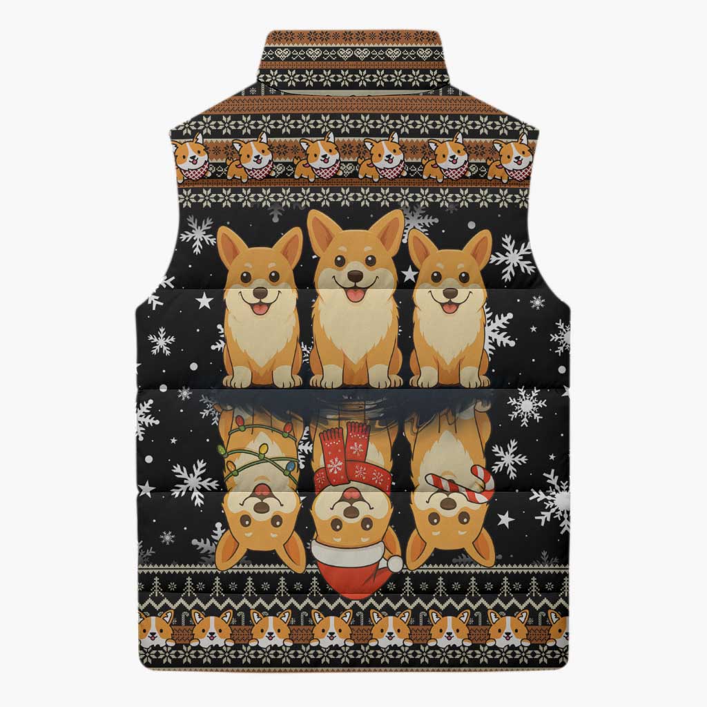 Pembroke Welsh Corgi Dog Christmas Sleeveless Puffer Jacket Xmas Holiday Patterns - Wonder Print Shop