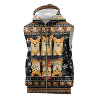 Pembroke Welsh Corgi Dog Christmas Sleeveless Zip Hoodie Xmas Holiday Patterns - Wonder Print Shop