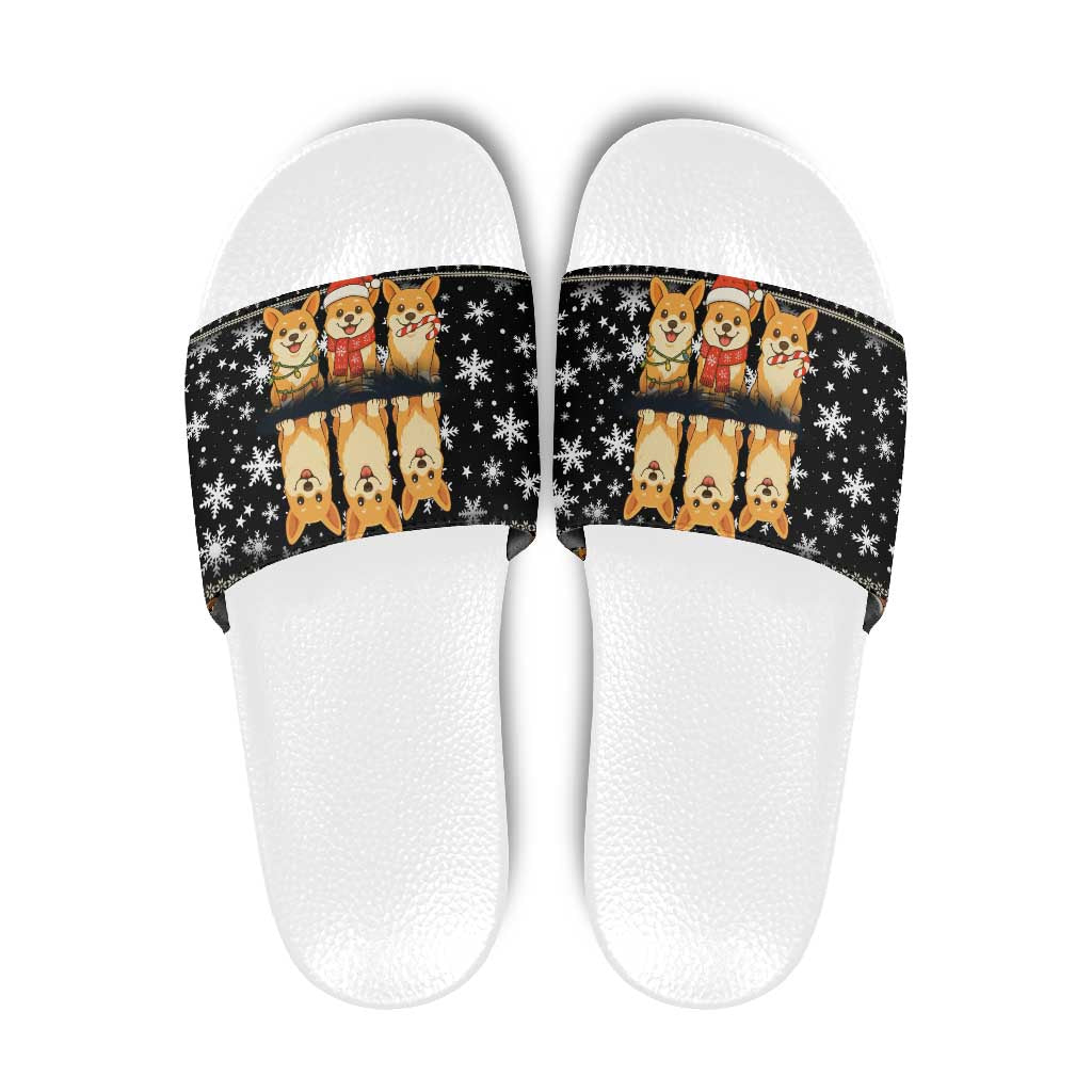 Pembroke Welsh Corgi Dog Christmas Slide Sandals Xmas Holiday Patterns - Wonder Print Shop