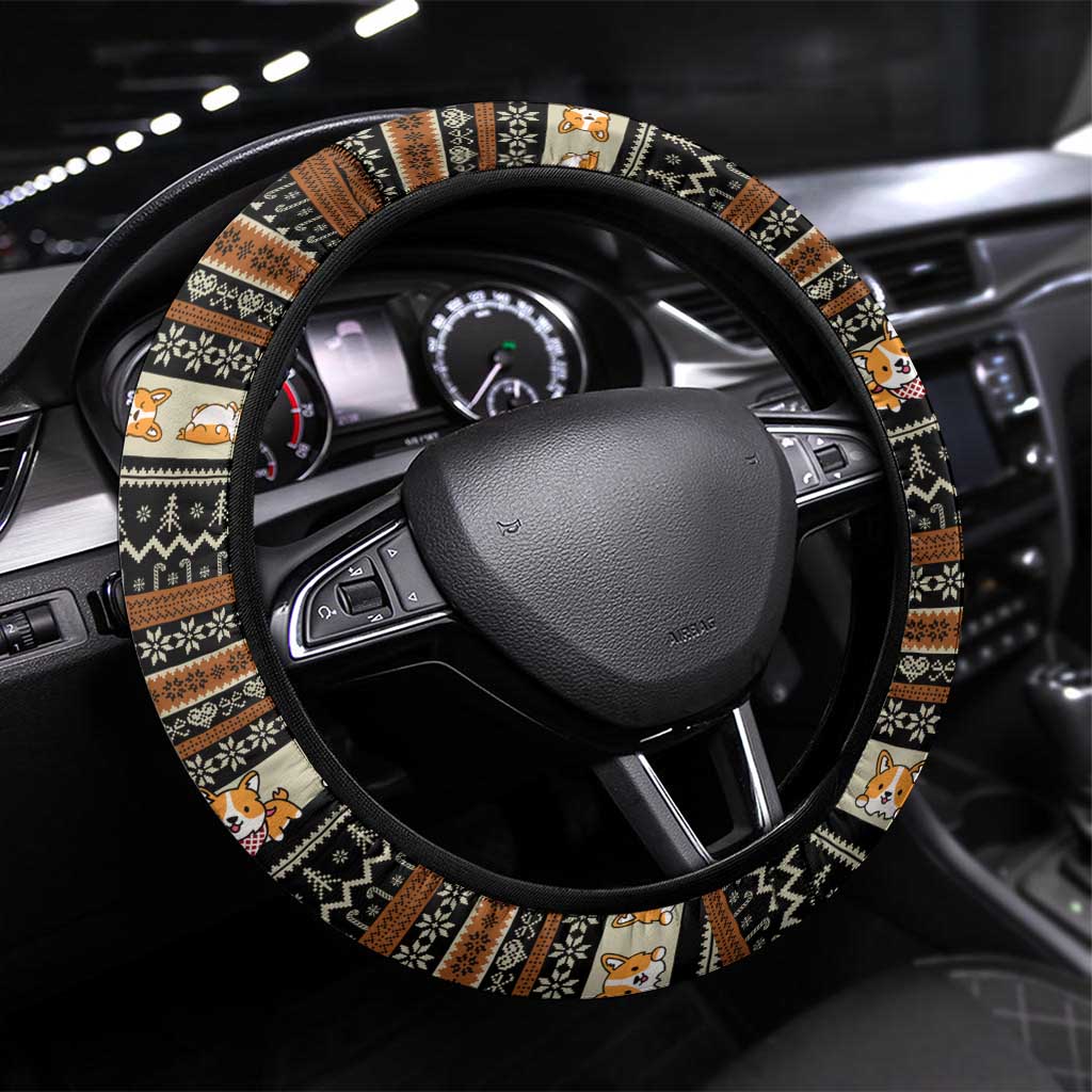 Pembroke Welsh Corgi Dog Christmas Steering Wheel Cover Xmas Holiday Patterns - Wonder Print Shop