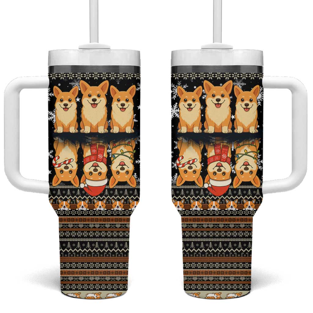Pembroke Welsh Corgi Dog Christmas Tumbler With Handle Xmas Holiday Patterns - Wonder Print Shop