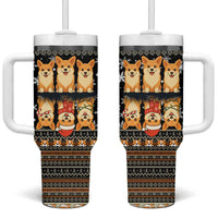 Pembroke Welsh Corgi Dog Christmas Tumbler With Handle Xmas Holiday Patterns - Wonder Print Shop