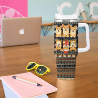 Pembroke Welsh Corgi Dog Christmas Tumbler With Handle Xmas Holiday Patterns - Wonder Print Shop