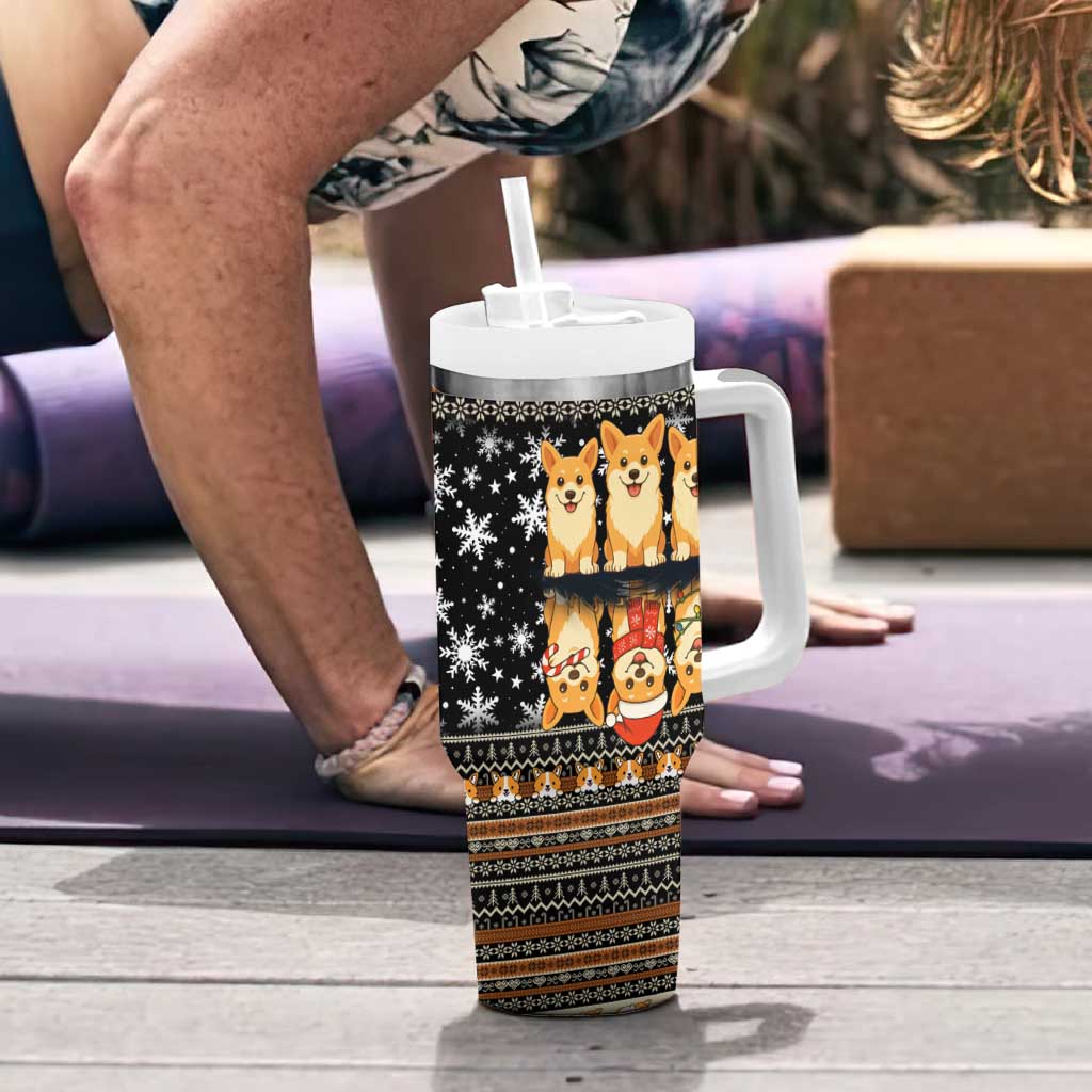 Pembroke Welsh Corgi Dog Christmas Tumbler With Handle Xmas Holiday Patterns - Wonder Print Shop