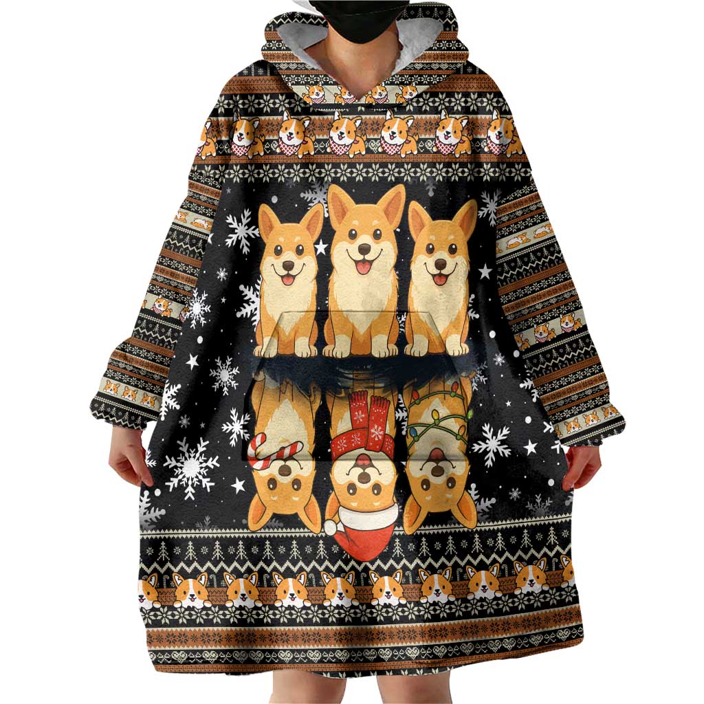 Pembroke Welsh Corgi Dog Christmas Wearable Blanket Hoodie Xmas Holiday Patterns - Wonder Print Shop