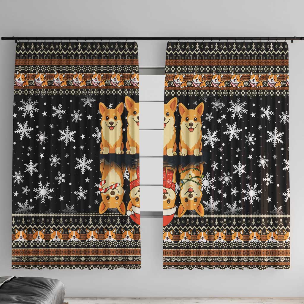 Pembroke Welsh Corgi Dog Christmas Window Curtain Xmas Holiday Patterns - Wonder Print Shop