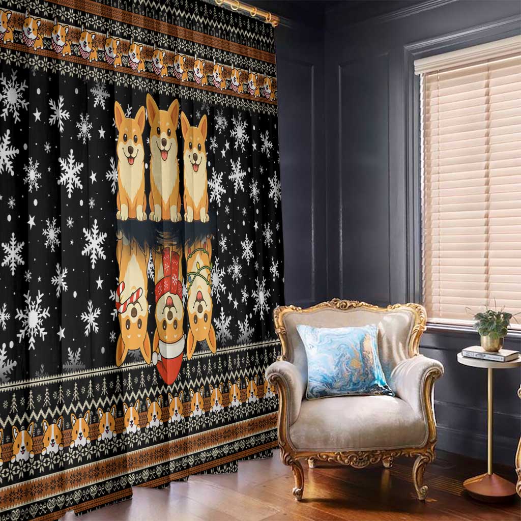 Pembroke Welsh Corgi Dog Christmas Window Curtain Xmas Holiday Patterns - Wonder Print Shop