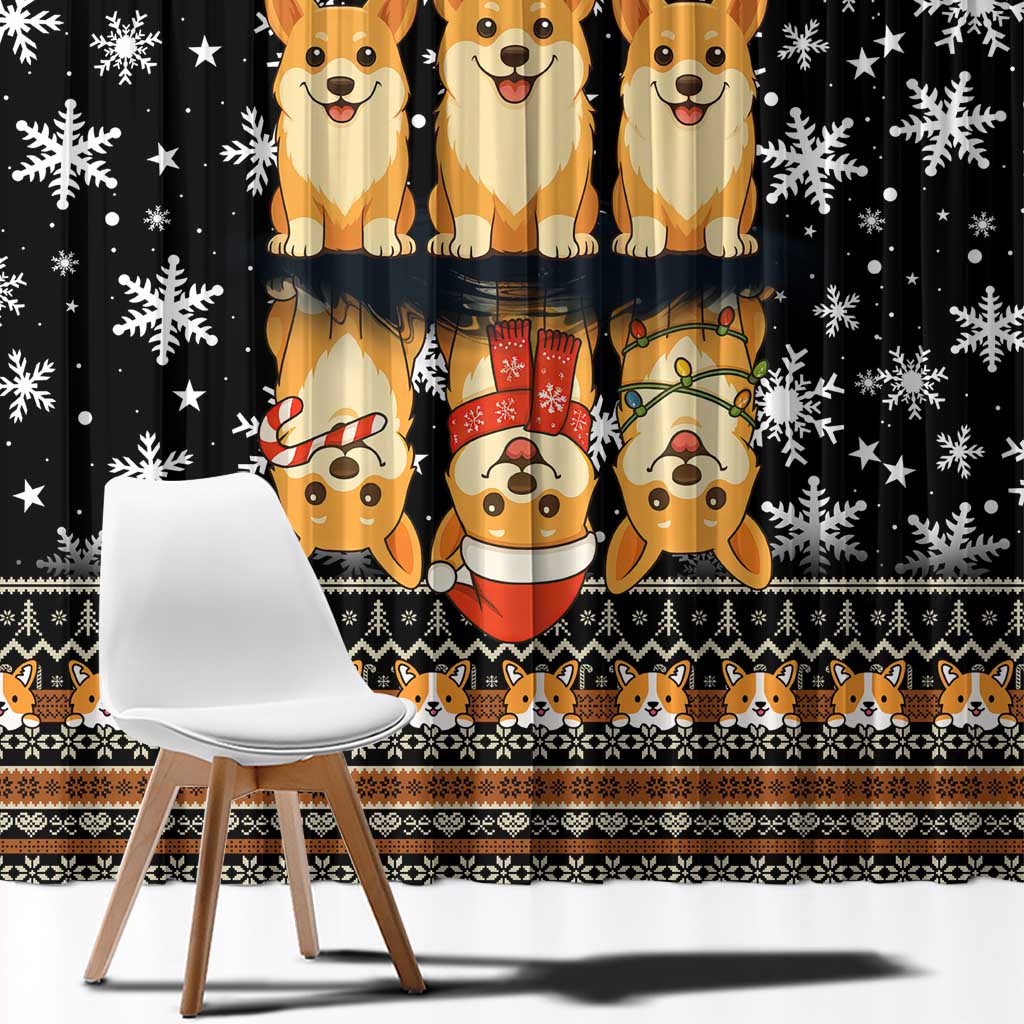 Pembroke Welsh Corgi Dog Christmas Window Curtain Xmas Holiday Patterns - Wonder Print Shop