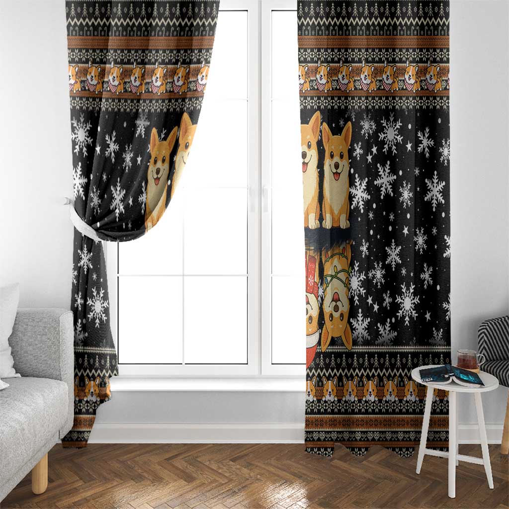Pembroke Welsh Corgi Dog Christmas Window Curtain Xmas Holiday Patterns - Wonder Print Shop