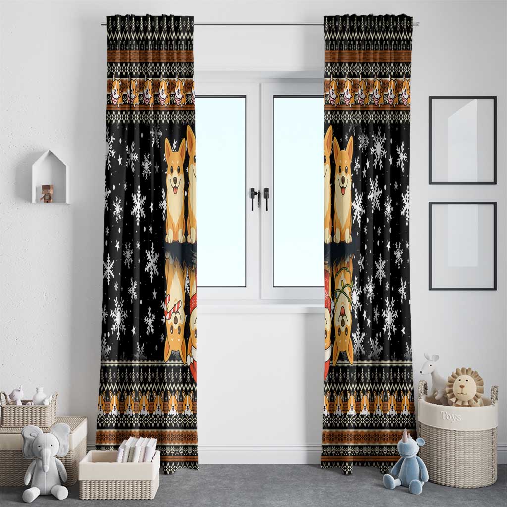 Pembroke Welsh Corgi Dog Christmas Window Curtain Xmas Holiday Patterns - Wonder Print Shop