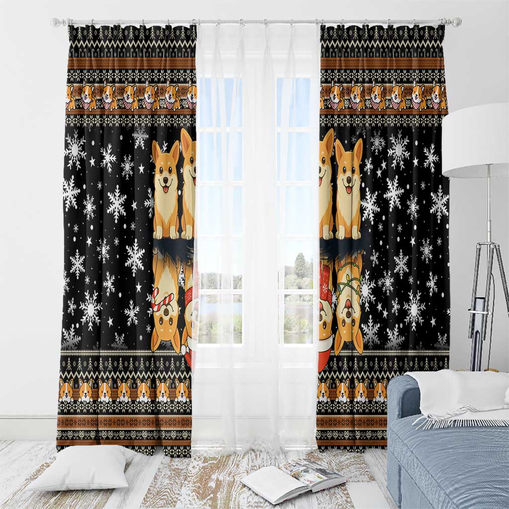 Pembroke Welsh Corgi Dog Christmas Window Curtain Xmas Holiday Patterns - Wonder Print Shop