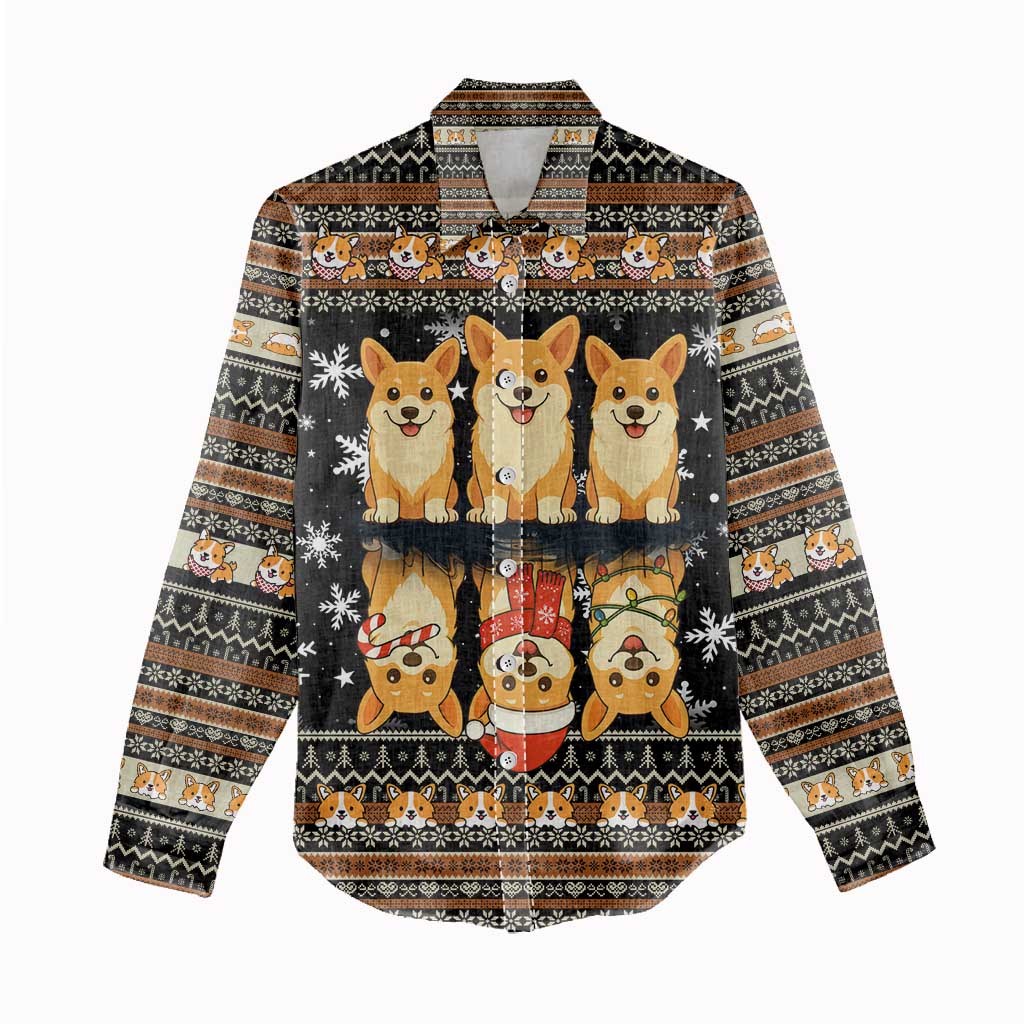 Pembroke Welsh Corgi Dog Christmas Women Casual Shirt Xmas Holiday Patterns - Wonder Print Shop