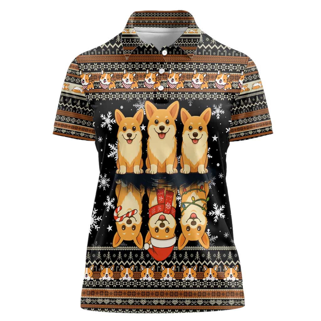 Pembroke Welsh Corgi Dog Christmas Women Polo Shirt Xmas Holiday Patterns - Wonder Print Shop