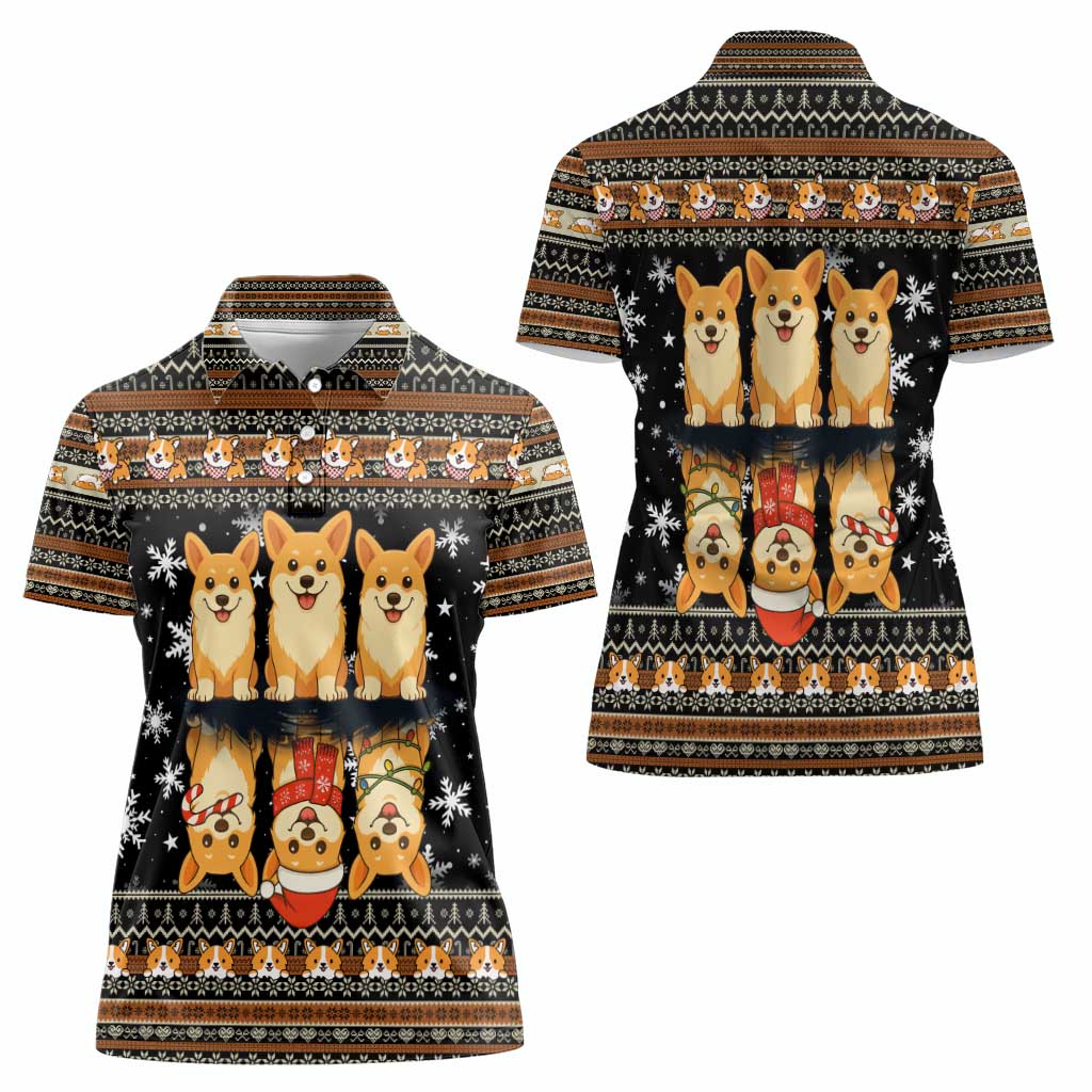 Pembroke Welsh Corgi Dog Christmas Women Polo Shirt Xmas Holiday Patterns - Wonder Print Shop