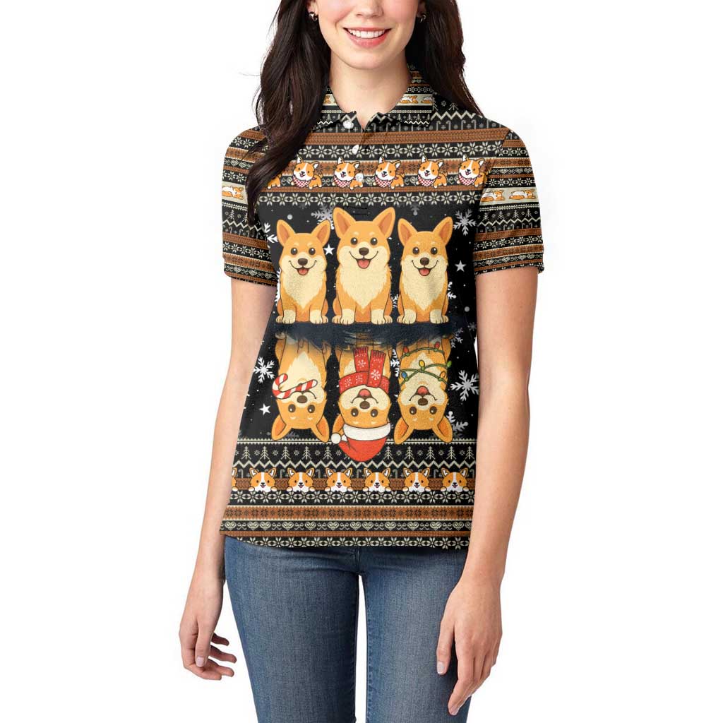 Pembroke Welsh Corgi Dog Christmas Women Polo Shirt Xmas Holiday Patterns - Wonder Print Shop