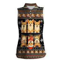 Pembroke Welsh Corgi Dog Christmas Women Sleeveless Polo Shirt Xmas Holiday Patterns - Wonder Print Shop