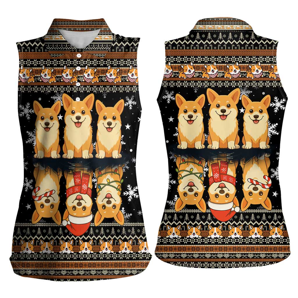 Pembroke Welsh Corgi Dog Christmas Women Sleeveless Polo Shirt Xmas Holiday Patterns - Wonder Print Shop