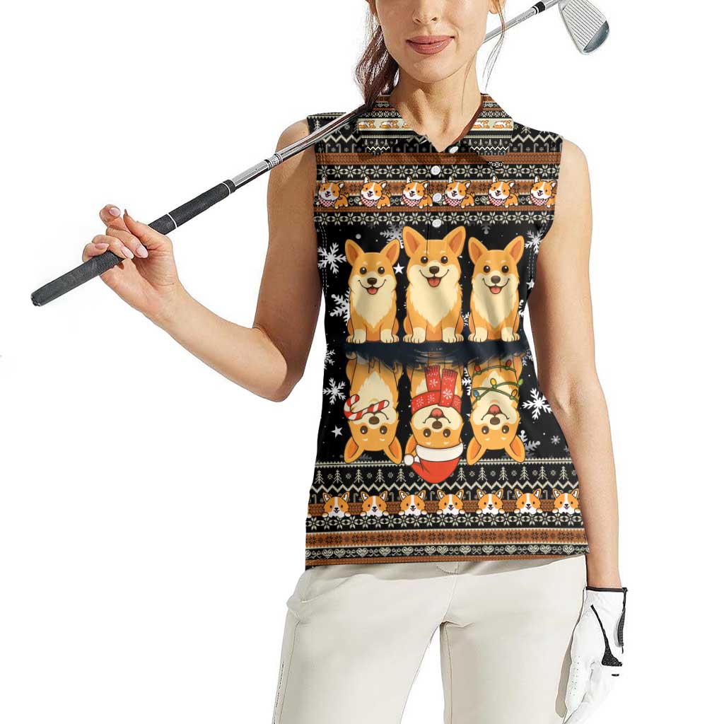 Pembroke Welsh Corgi Dog Christmas Women Sleeveless Polo Shirt Xmas Holiday Patterns - Wonder Print Shop