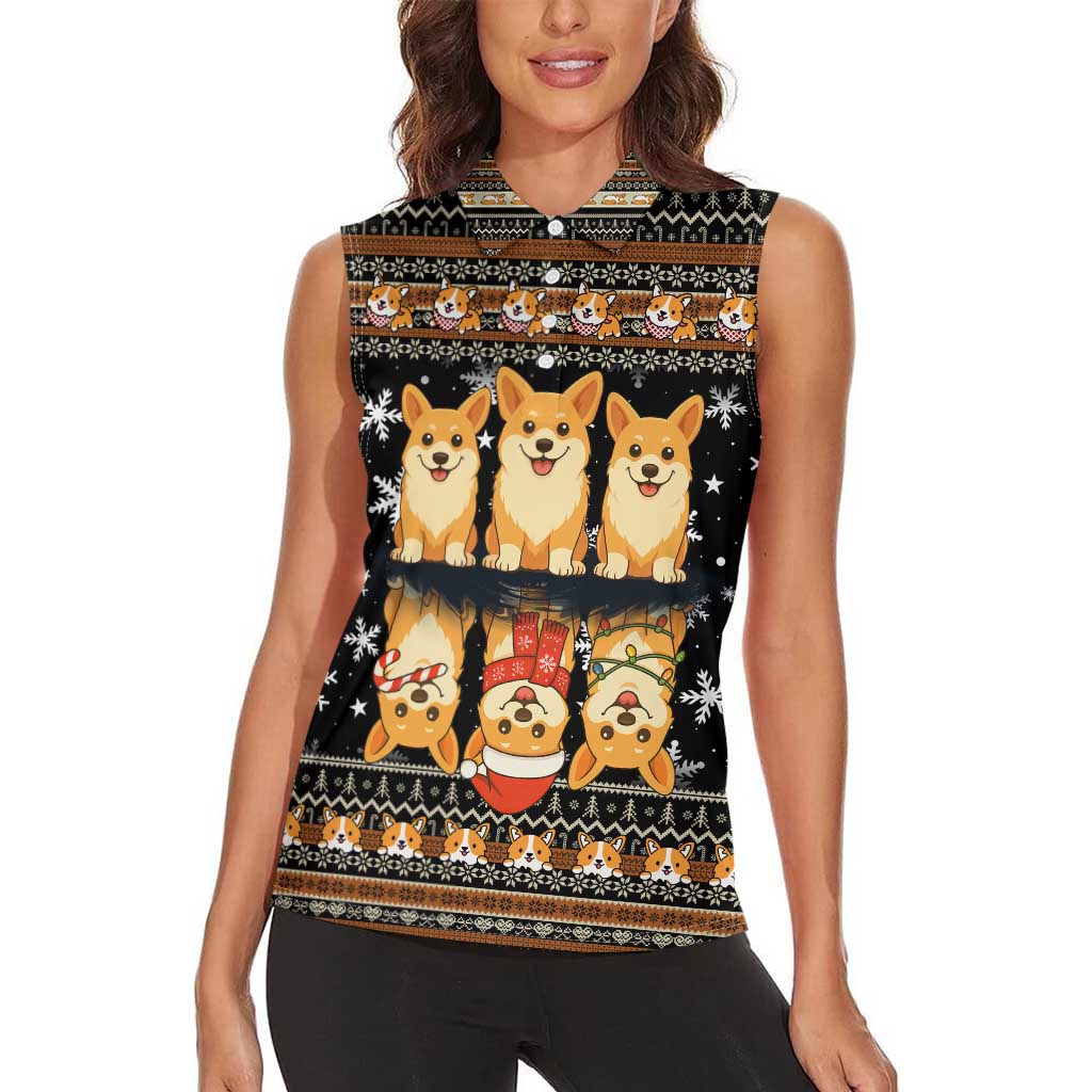 Pembroke Welsh Corgi Dog Christmas Women Sleeveless Polo Shirt Xmas Holiday Patterns - Wonder Print Shop