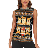 Pembroke Welsh Corgi Dog Christmas Women Sleeveless Polo Shirt Xmas Holiday Patterns - Wonder Print Shop