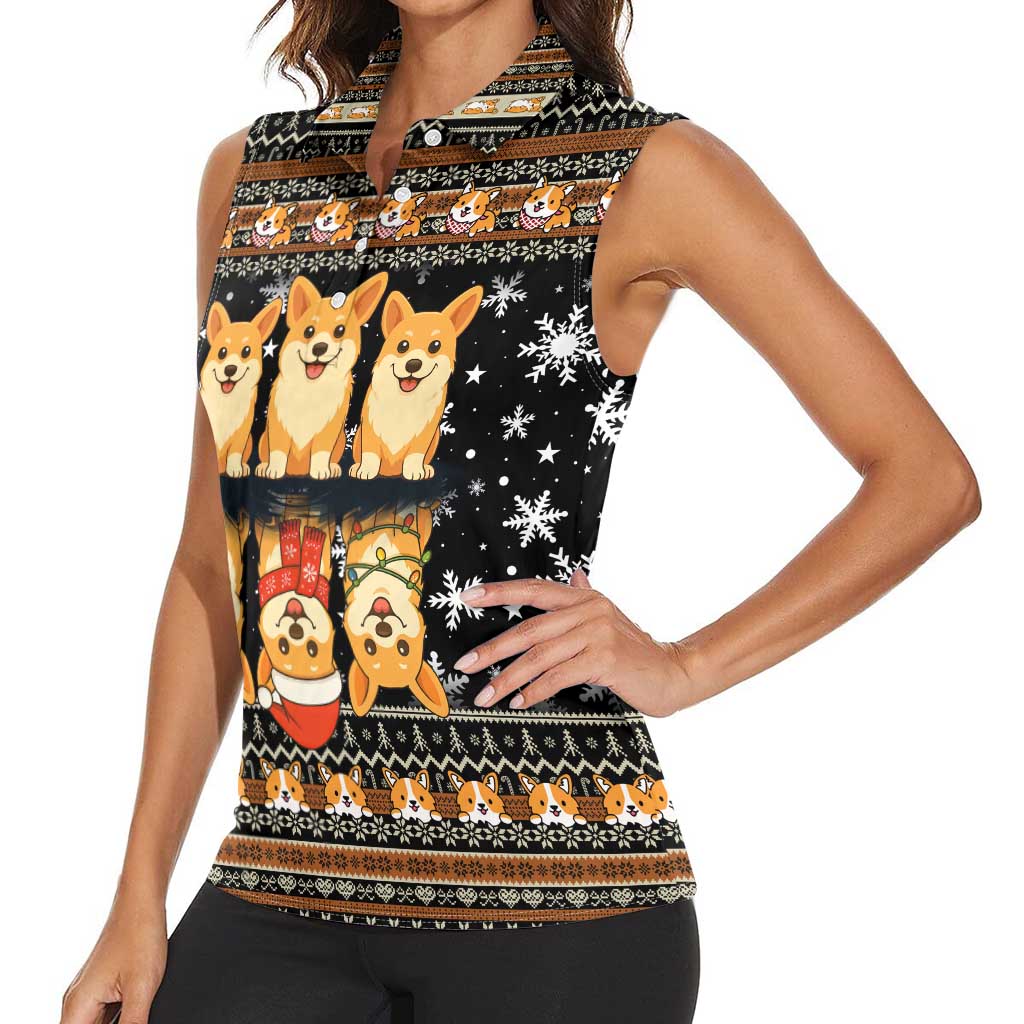 Pembroke Welsh Corgi Dog Christmas Women Sleeveless Polo Shirt Xmas Holiday Patterns - Wonder Print Shop