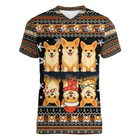 Pembroke Welsh Corgi Dog Christmas Women V-Neck T-Shirt Xmas Holiday Patterns - Wonder Print Shop