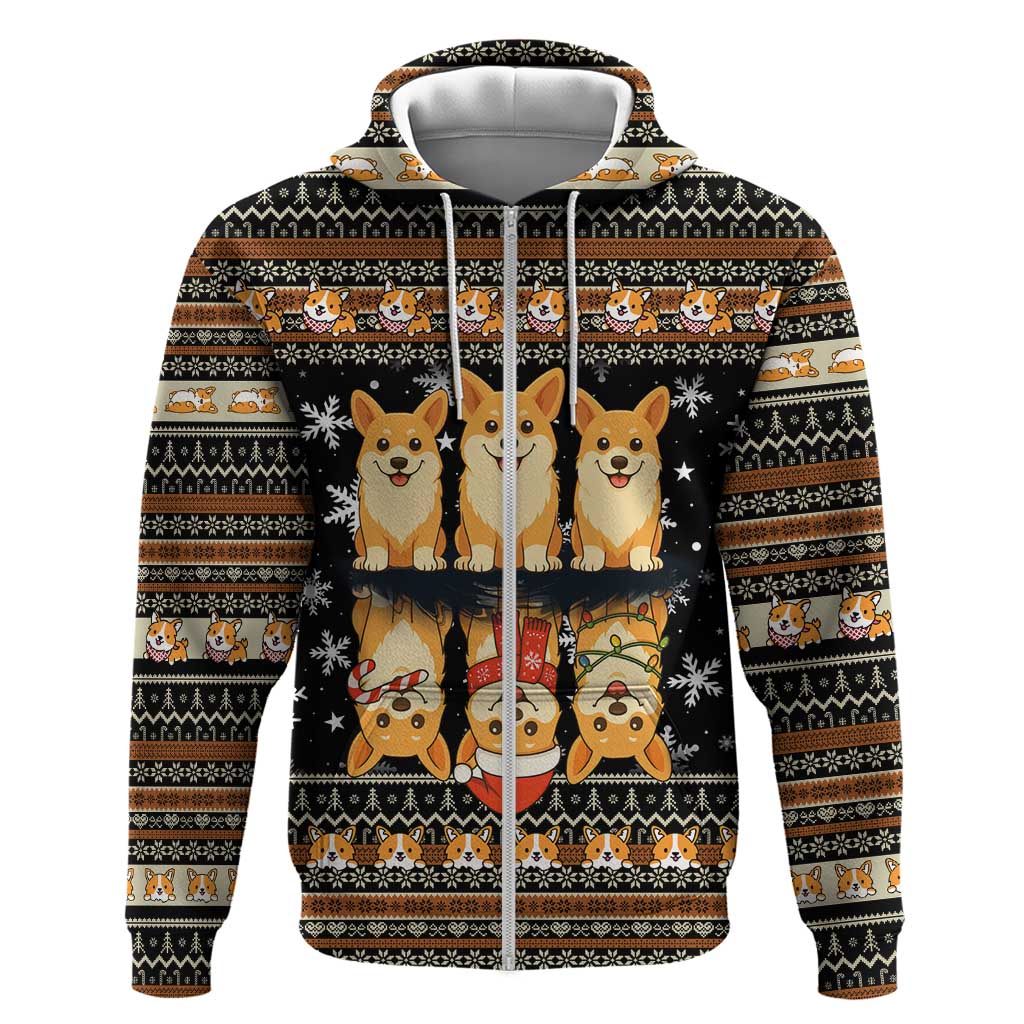 Pembroke Welsh Corgi Dog Christmas Zip Hoodie Xmas Holiday Patterns - Wonder Print Shop