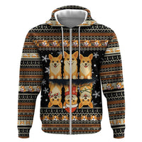 Pembroke Welsh Corgi Dog Christmas Zip Hoodie Xmas Holiday Patterns - Wonder Print Shop
