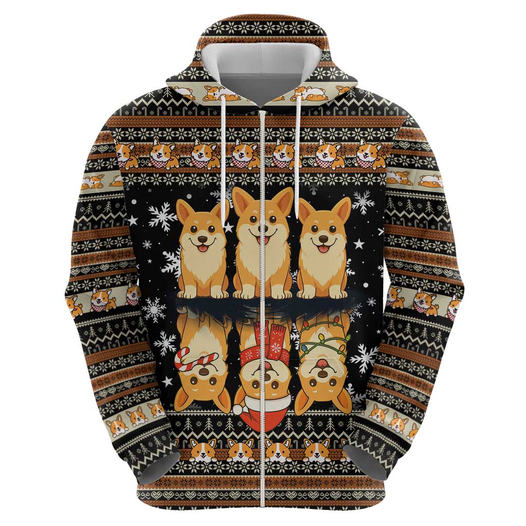 Pembroke Welsh Corgi Dog Christmas Zip Hoodie Xmas Holiday Patterns - Wonder Print Shop
