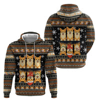 Pembroke Welsh Corgi Dog Christmas Zip Hoodie Xmas Holiday Patterns - Wonder Print Shop