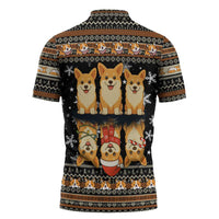 Pembroke Welsh Corgi Dog Christmas Zipper Polo Shirt Xmas Holiday Patterns - Wonder Print Shop